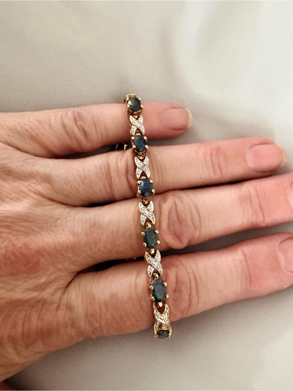 Elegant Gold Sapphire and Diamond Link Bracelet